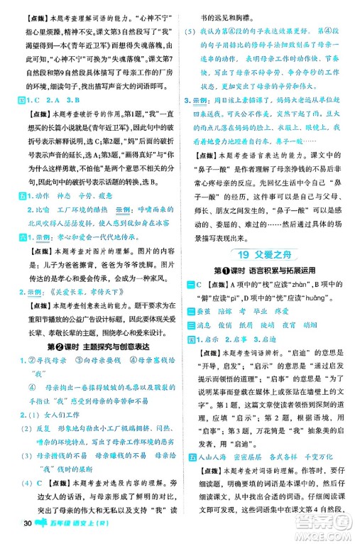 吉林教育出版社2024年秋综合应用创新题典中点五年级语文上册人教版答案 吉林教育出版社2024年秋综合应用创新题典中点五年级语文上册人教版答案