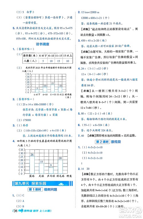 吉林教育出版社2024年秋综合应用创新题典中点四年级数学上册冀教版答案