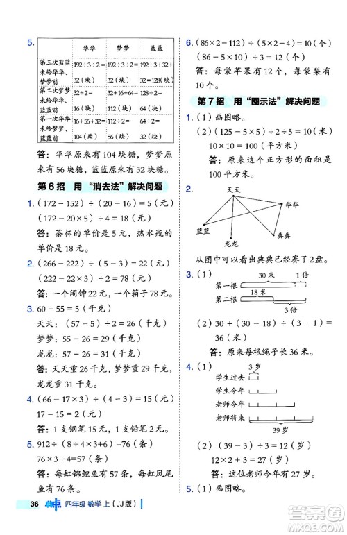 吉林教育出版社2024年秋综合应用创新题典中点四年级数学上册冀教版答案