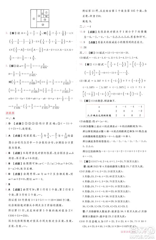 安徽教育出版社2024年秋综合应用创新题典中点七年级数学上册沪科版安徽专版答案