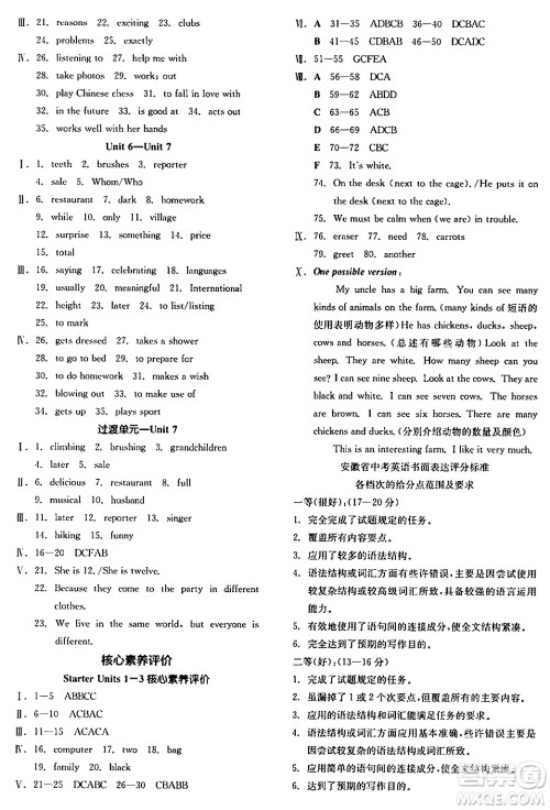 沈阳出版社2024秋全品作业本七年级英语上册人教版安徽专版答案 沈阳出版社2024秋全品作业本七年级英语上册人教版安徽专版答案