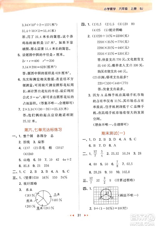 首都师范大学出版社2024年秋53天天练六年级数学上册北京版答案 首都师范大学出版社2024年秋53天天练六年级数学上册北京版答案