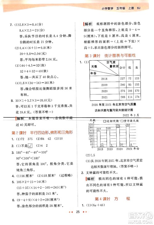 首都师范大学出版社2024年秋53天天练五年级数学上册北京版答案 首都师范大学出版社2024年秋53天天练五年级数学上册北京版答案