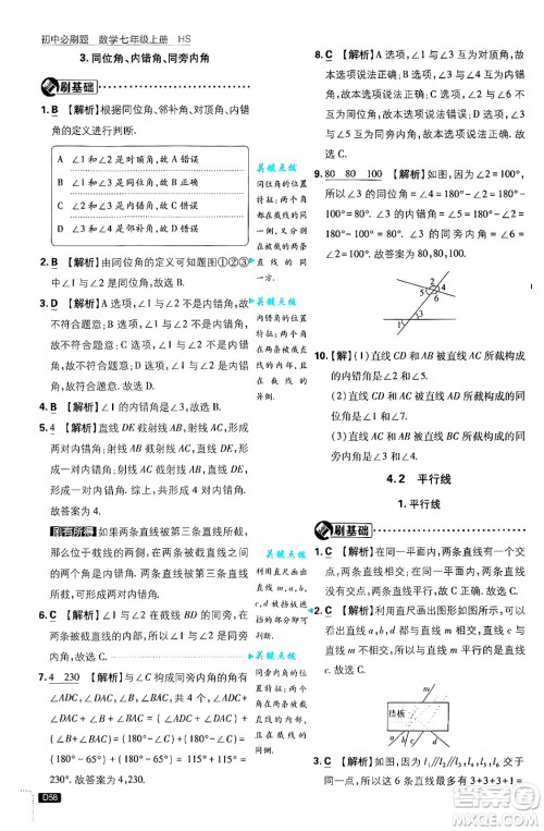 开明出版社2025届初中必刷题拔尖提优训练七年级数学上册华师版答案