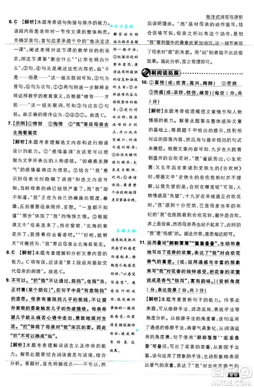 开明出版社2025届初中必刷题拔尖提优训练七年级语文上册人教版答案 开明出版社2025届初中必刷题拔尖提优训练七年级语文上册人教版答案