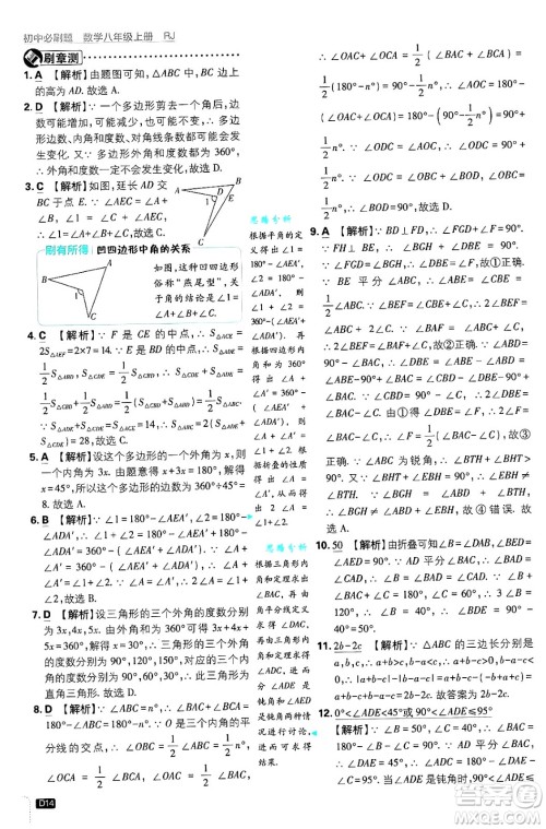 开明出版社2025届初中必刷题拔尖提优训练八年级数学上册人教版答案 开明出版社2025届初中必刷题拔尖提优训练八年级数学上册人教版答案
