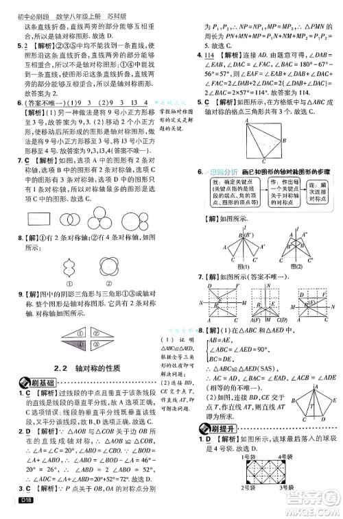 开明出版社2025届初中必刷题拔尖提优训练八年级数学上册苏科版答案