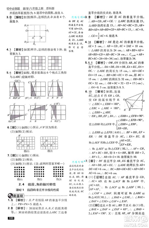 开明出版社2025届初中必刷题拔尖提优训练八年级数学上册苏科版答案