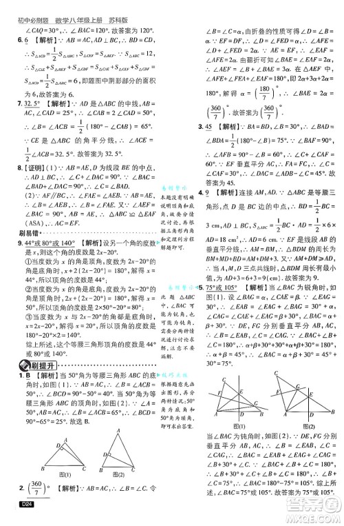 开明出版社2025届初中必刷题拔尖提优训练八年级数学上册苏科版答案