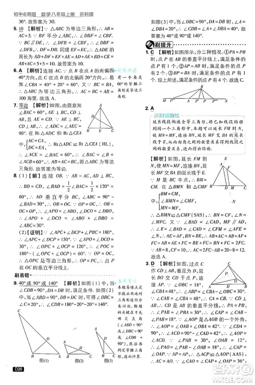 开明出版社2025届初中必刷题拔尖提优训练八年级数学上册苏科版答案