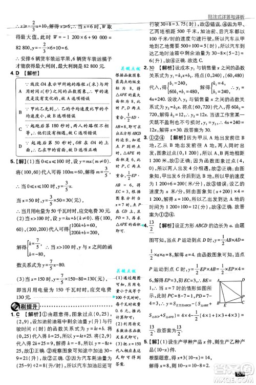 开明出版社2025届初中必刷题拔尖提优训练八年级数学上册浙教版浙江专版答案