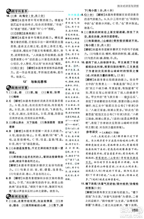 开明出版社2025届初中必刷题拔尖提优训练八年级语文上册人教版答案 开明出版社2025届初中必刷题拔尖提优训练八年级语文上册人教版答案