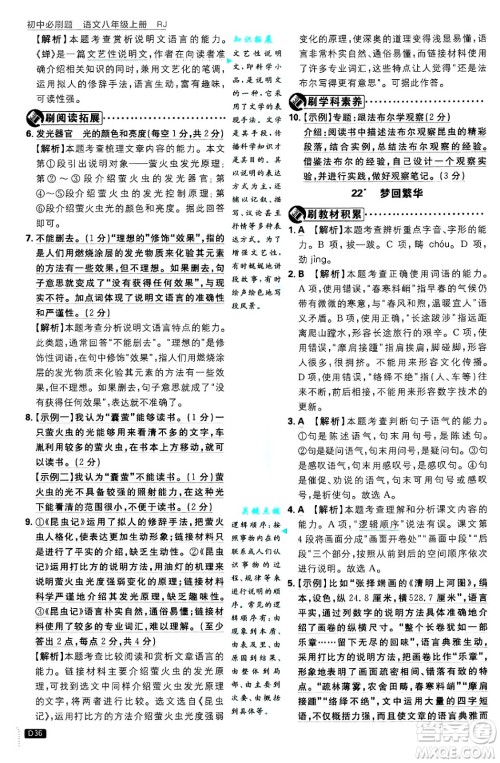 开明出版社2025届初中必刷题拔尖提优训练八年级语文上册人教版答案 开明出版社2025届初中必刷题拔尖提优训练八年级语文上册人教版答案