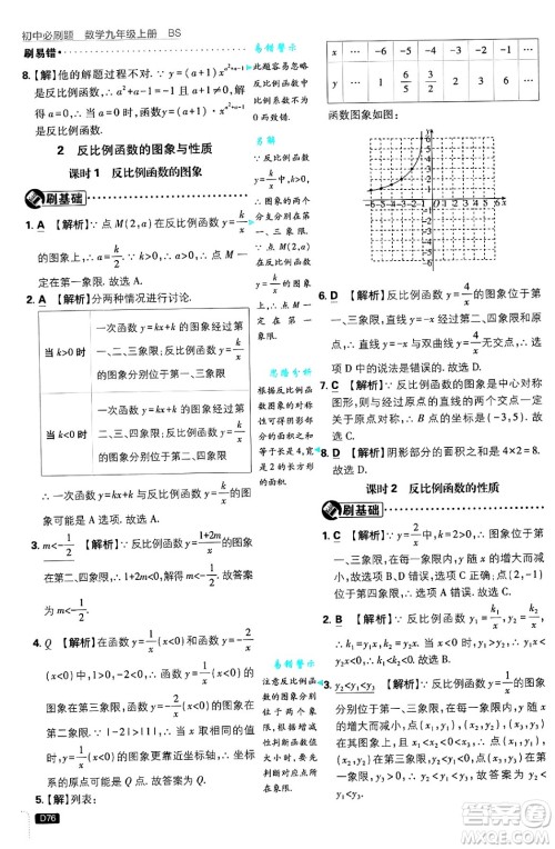 开明出版社2025届初中必刷题拔尖提优训练九年级数学上册北师大版答案