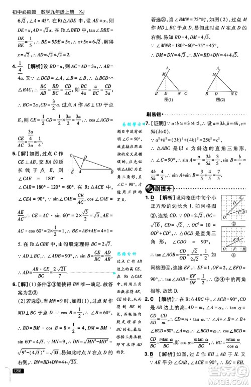 开明出版社2025届初中必刷题拔尖提优训练九年级数学上册湘教版答案