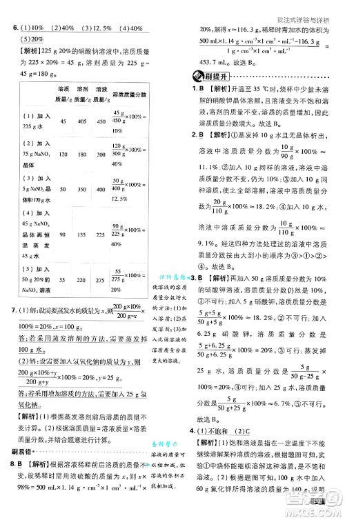 开明出版社2025届初中必刷题拔尖提优训练九年级化学上册课标版鲁教版答案