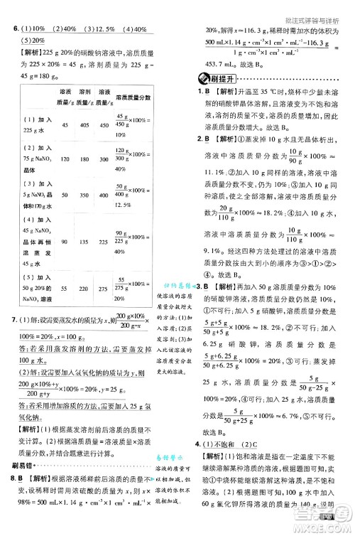 开明出版社2025届初中必刷题拔尖提优训练九年级化学上册课标版鲁教版答案