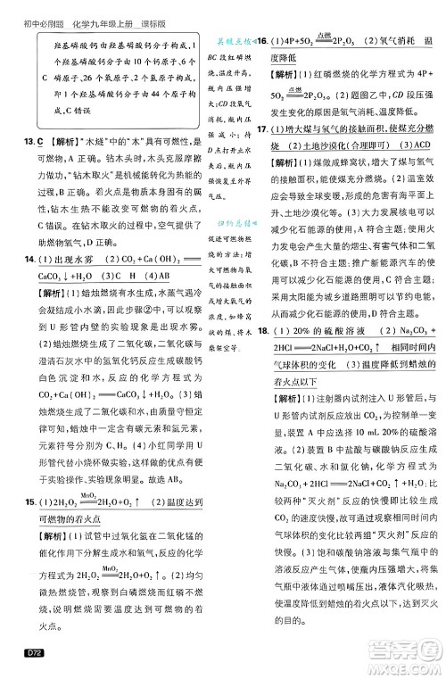 开明出版社2025届初中必刷题拔尖提优训练九年级化学上册课标版鲁教版答案 开明出版社2025届初中必刷题拔尖提优训练九年级化学上册课标版鲁教版答案