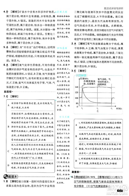 开明出版社2025届初中必刷题拔尖提优训练九年级化学上册沪教版答案