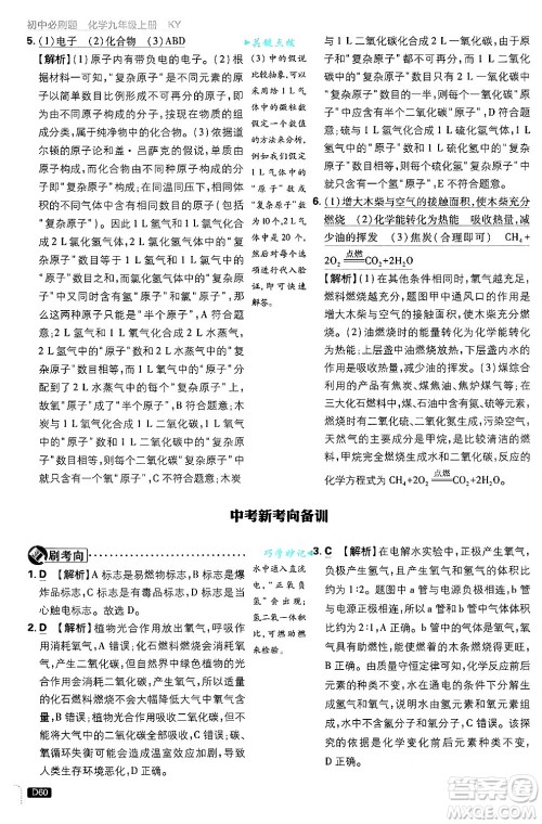 开明出版社2025届初中必刷题拔尖提优训练九年级化学上册科粤版答案 开明出版社2025届初中必刷题拔尖提优训练九年级化学上册科粤版答案