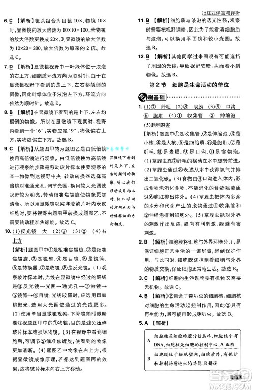 开明出版社2025届初中必刷题拔尖提优训练七年级生物上册北师大版答案 开明出版社2025届初中必刷题拔尖提优训练七年级生物上册北师大版答案