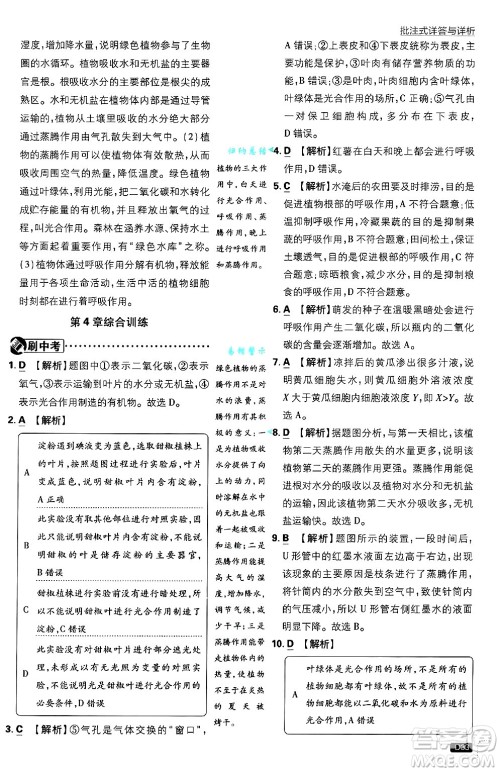 开明出版社2025届初中必刷题拔尖提优训练七年级生物上册北师大版答案 开明出版社2025届初中必刷题拔尖提优训练七年级生物上册北师大版答案