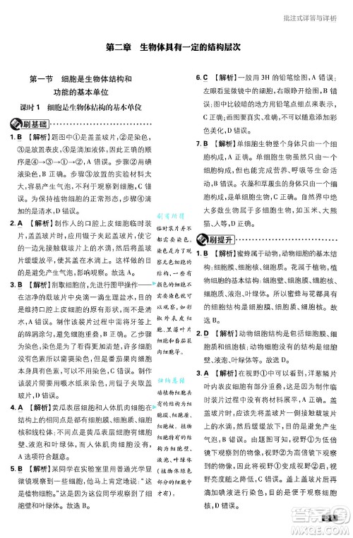 开明出版社2025届初中必刷题拔尖提优训练七年级生物上册济南版答案 开明出版社2025届初中必刷题拔尖提优训练七年级生物上册济南版答案