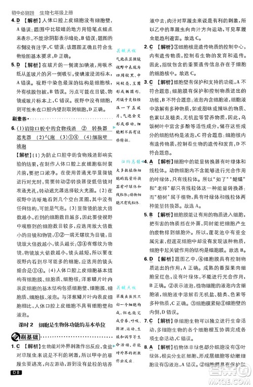 开明出版社2025届初中必刷题拔尖提优训练七年级生物上册济南版答案 开明出版社2025届初中必刷题拔尖提优训练七年级生物上册济南版答案