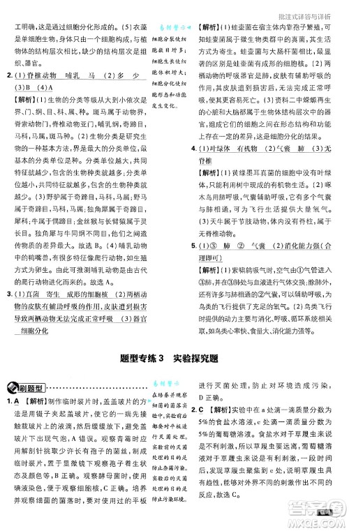 开明出版社2025届初中必刷题拔尖提优训练七年级生物上册济南版答案 开明出版社2025届初中必刷题拔尖提优训练七年级生物上册济南版答案
