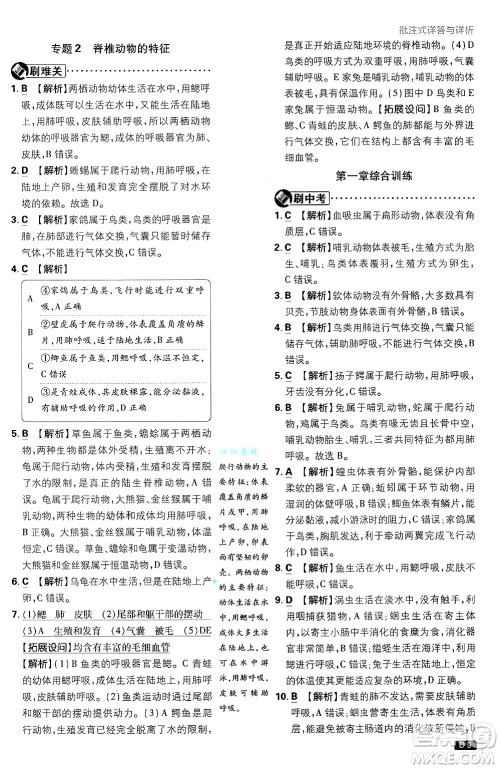 开明出版社2025届初中必刷题拔尖提优训练八年级生物上册人教版答案 开明出版社2025届初中必刷题拔尖提优训练八年级生物上册人教版答案