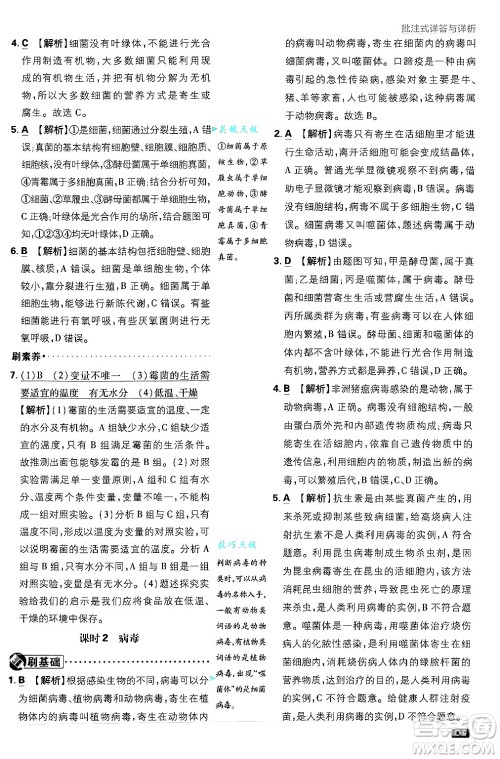 开明出版社2025届初中必刷题拔尖提优训练八年级生物上册苏教版答案 开明出版社2025届初中必刷题拔尖提优训练八年级生物上册苏教版答案