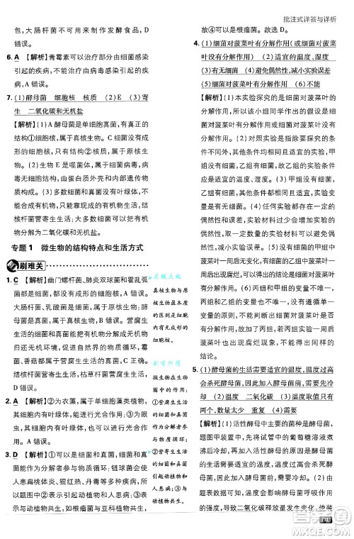 开明出版社2025届初中必刷题拔尖提优训练八年级生物上册苏教版答案 开明出版社2025届初中必刷题拔尖提优训练八年级生物上册苏教版答案