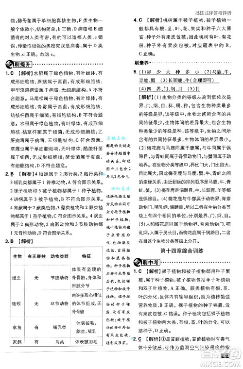 开明出版社2025届初中必刷题拔尖提优训练八年级生物上册苏教版答案 开明出版社2025届初中必刷题拔尖提优训练八年级生物上册苏教版答案