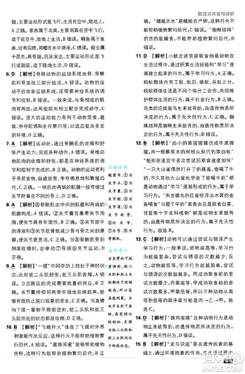 开明出版社2025届初中必刷题拔尖提优训练八年级生物上册苏教版答案 开明出版社2025届初中必刷题拔尖提优训练八年级生物上册苏教版答案