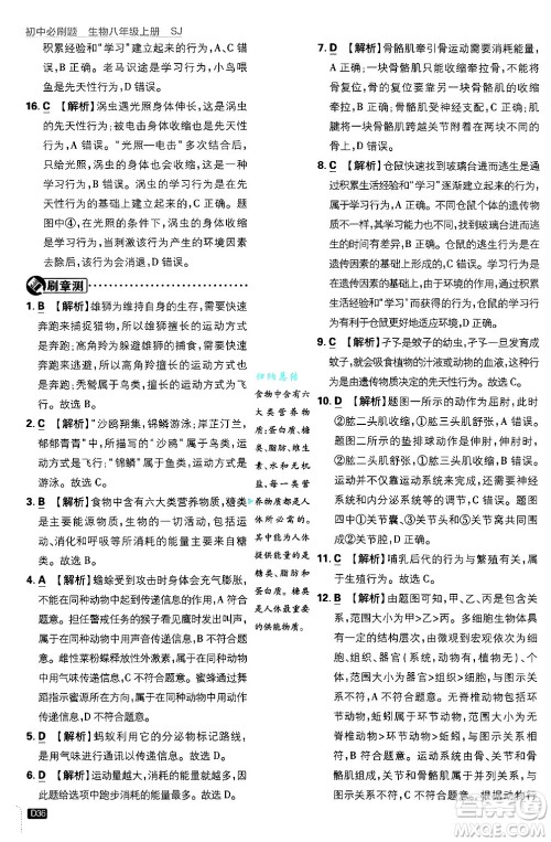 开明出版社2025届初中必刷题拔尖提优训练八年级生物上册苏教版答案 开明出版社2025届初中必刷题拔尖提优训练八年级生物上册苏教版答案