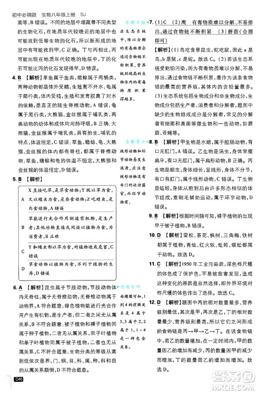 开明出版社2025届初中必刷题拔尖提优训练八年级生物上册苏教版答案 开明出版社2025届初中必刷题拔尖提优训练八年级生物上册苏教版答案