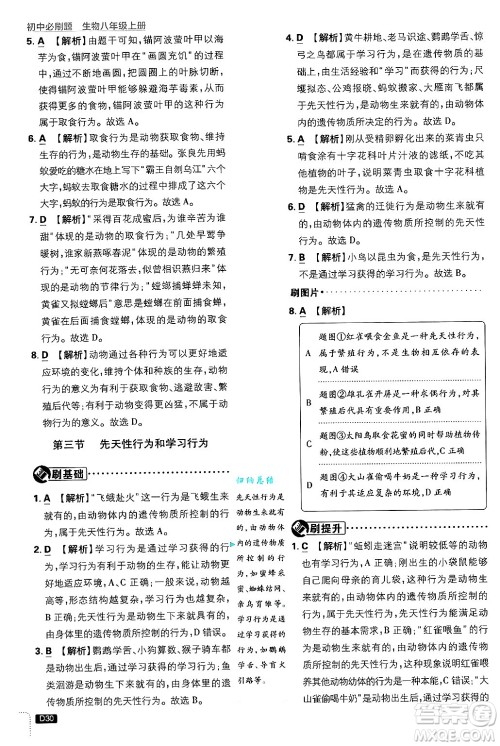 开明出版社2025届初中必刷题拔尖提优训练八年级生物上册冀少版答案 开明出版社2025届初中必刷题拔尖提优训练八年级生物上册冀少版答案