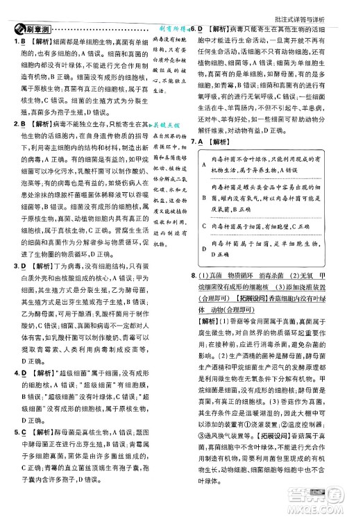 开明出版社2025届初中必刷题拔尖提优训练八年级生物上册冀少版答案 开明出版社2025届初中必刷题拔尖提优训练八年级生物上册冀少版答案