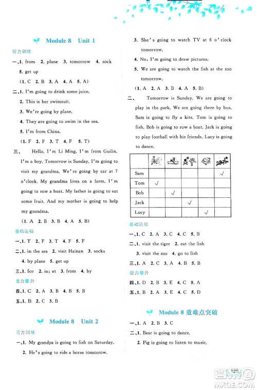 广西教育出版社2024年秋新课程学习与测评同步学习四年级英语上册外研版答案