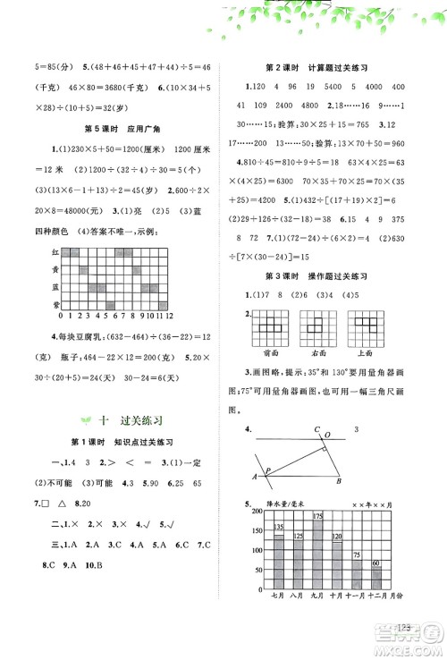 广西教育出版社2024年秋新课程学习与测评同步学习四年级数学上册苏教版答案