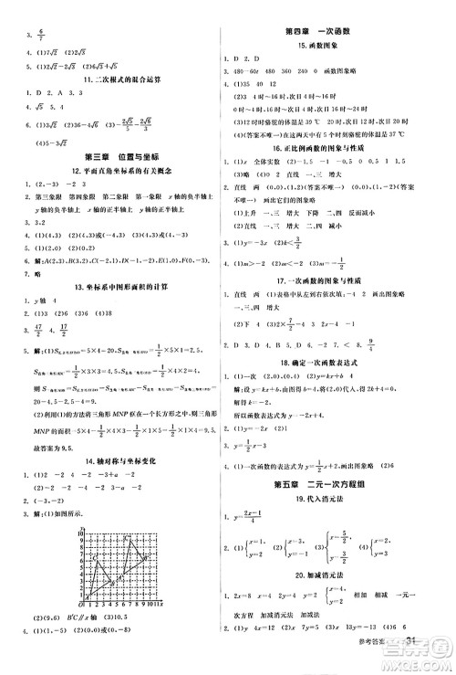 阳光出版社2024秋全品作业本八年级数学上册北师大版答案