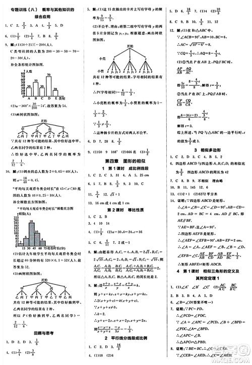 北京时代华文书局2024秋全品作业本九年级数学上册北师大版答案