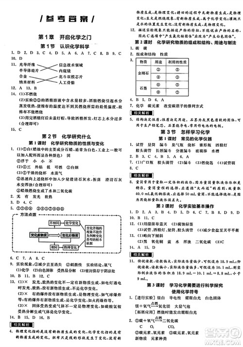 北京时代华文书局2024秋全品作业本九年级化学上册沪教版答案