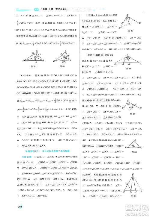 广西教育出版社2024年秋新课程学习与测评同步学习八年级数学上册沪科版答案