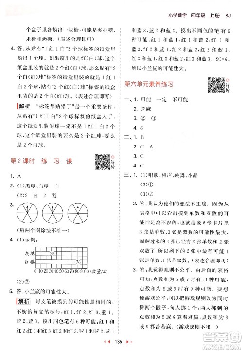 山东画报出版社2024年秋53天天练四年级数学上册苏教版答案