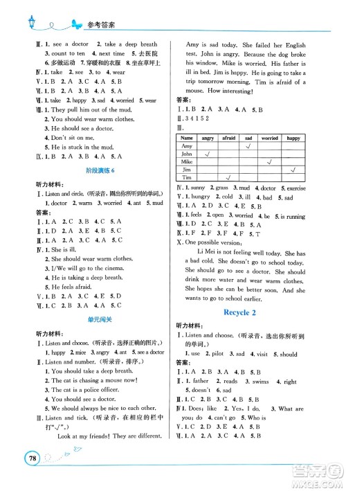 人民教育出版社2024年秋小学同步测控优化设计六年级英语上册人教PEP版三起点答案 人民教育出版社2024年秋小学同步测控优化设计六年级英语上册人教PEP版三起点答案