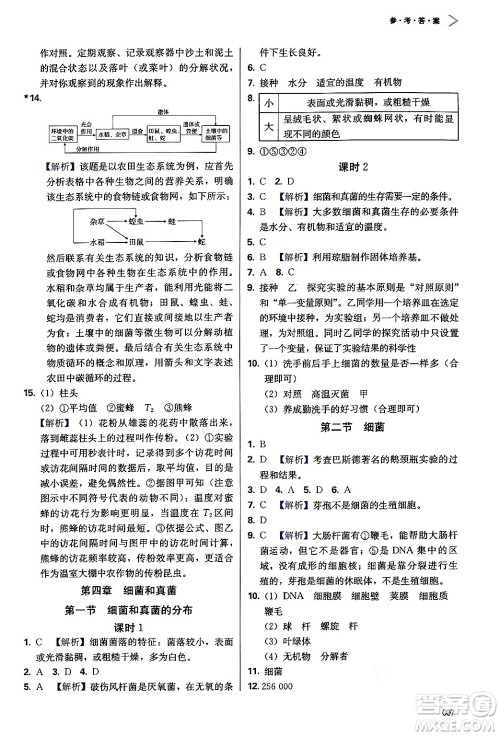 天津教育出版社2024年秋学习质量监测八年级生物上册人教版答案