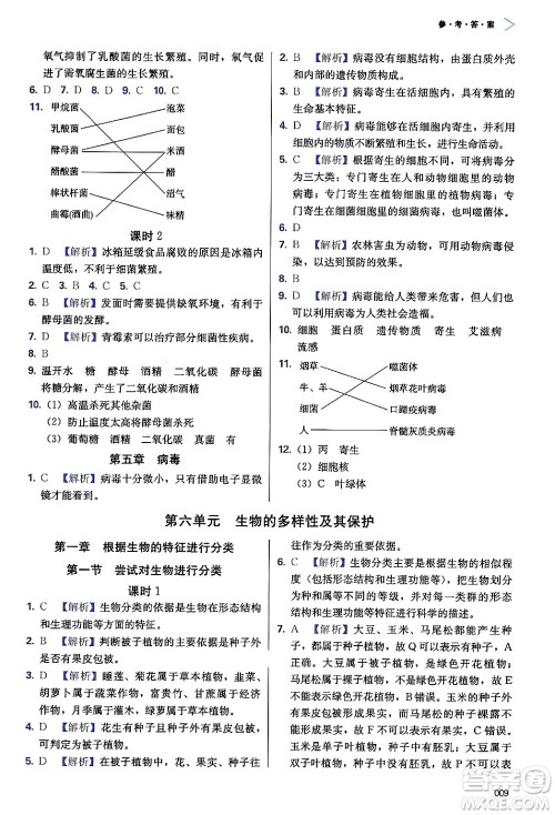 天津教育出版社2024年秋学习质量监测八年级生物上册人教版答案