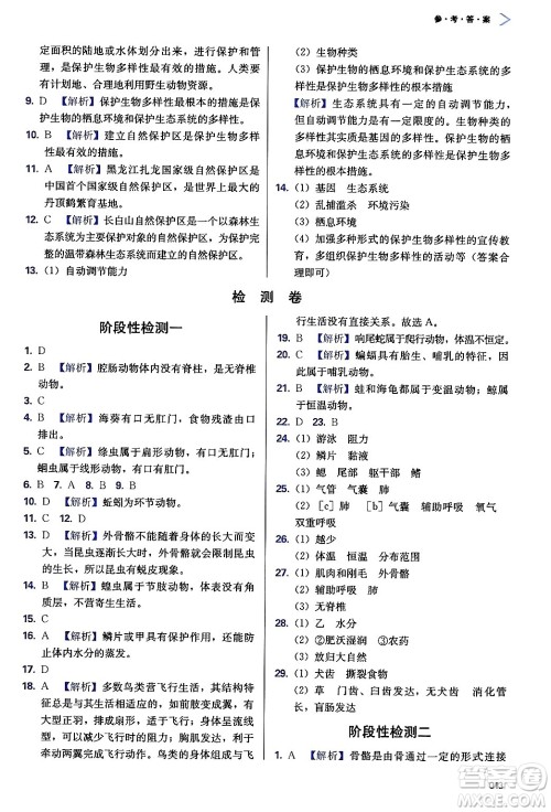 天津教育出版社2024年秋学习质量监测八年级生物上册人教版答案 天津教育出版社2024年秋学习质量监测八年级生物上册人教版答案