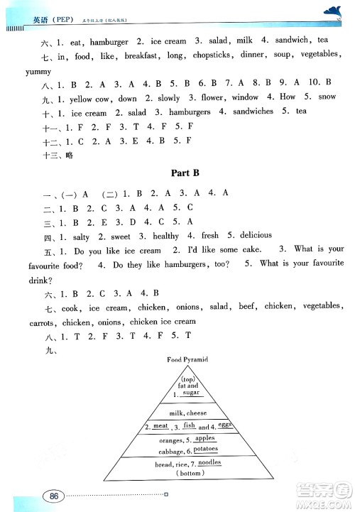 广东教育出版社2024年秋南方新课堂金牌学案五年级英语上册人教PEP版答案